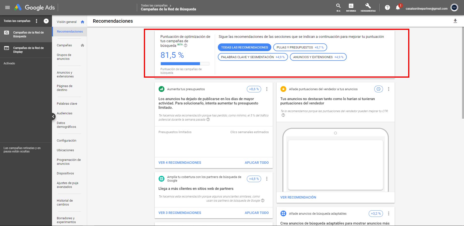 Google Adwords Recomendaciones